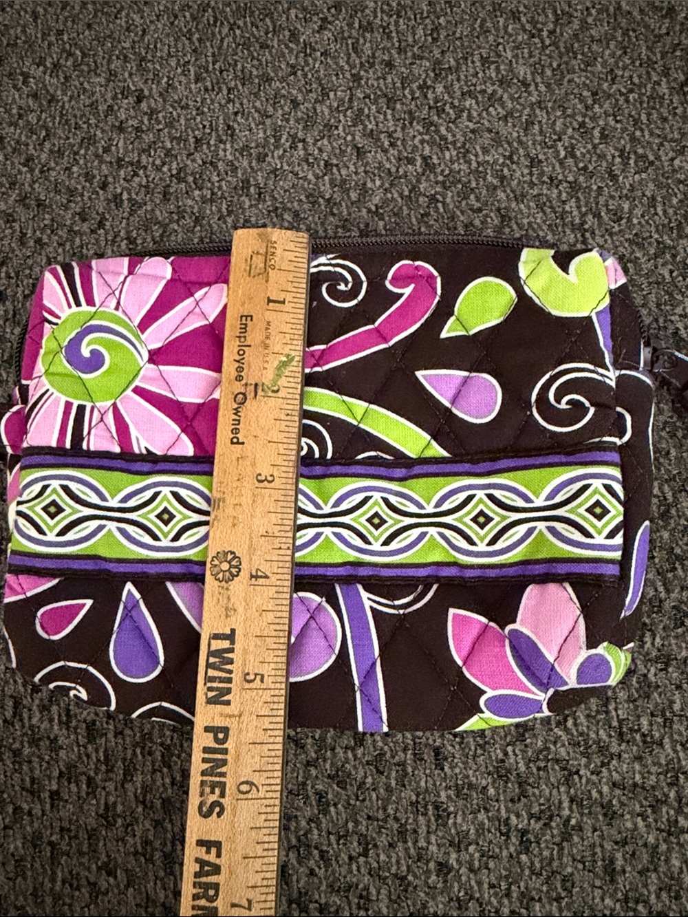 Vera Bradley purple Punch Floral Quilted Wristlet Pink,Green Purple on Brown - Picture 7 of 7